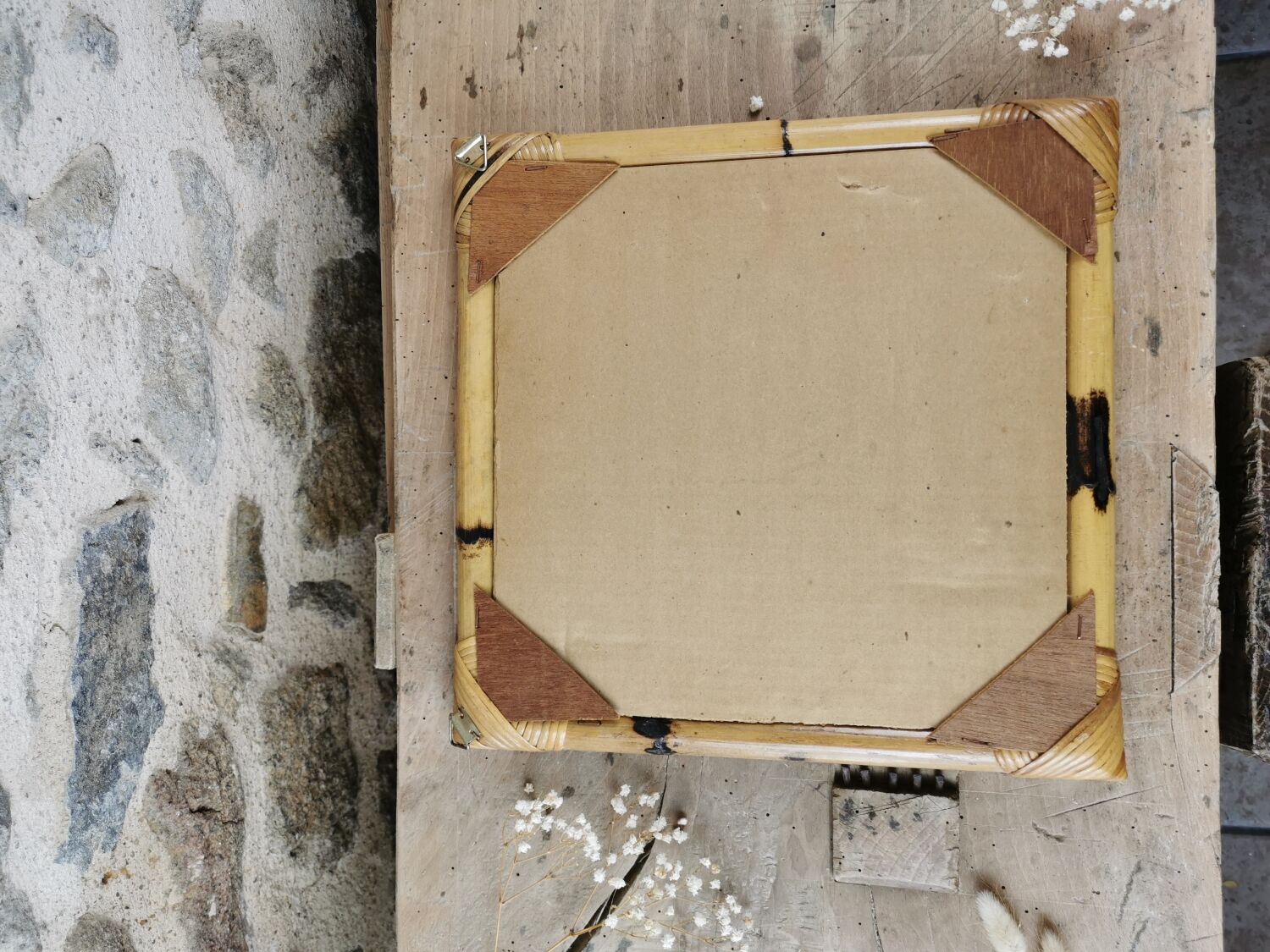 Miroir en bambou et rotin