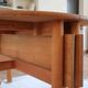 Table ronde extensible en hêtre massif, années 80