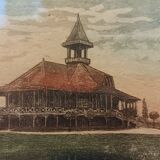 Original etching signed Schlumberger Vichy Bellerive the Allier golf chalet