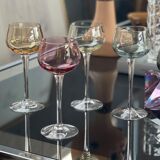 7 vintage iridescent foot glasses