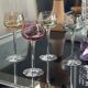 7 vintage iridescent foot glasses