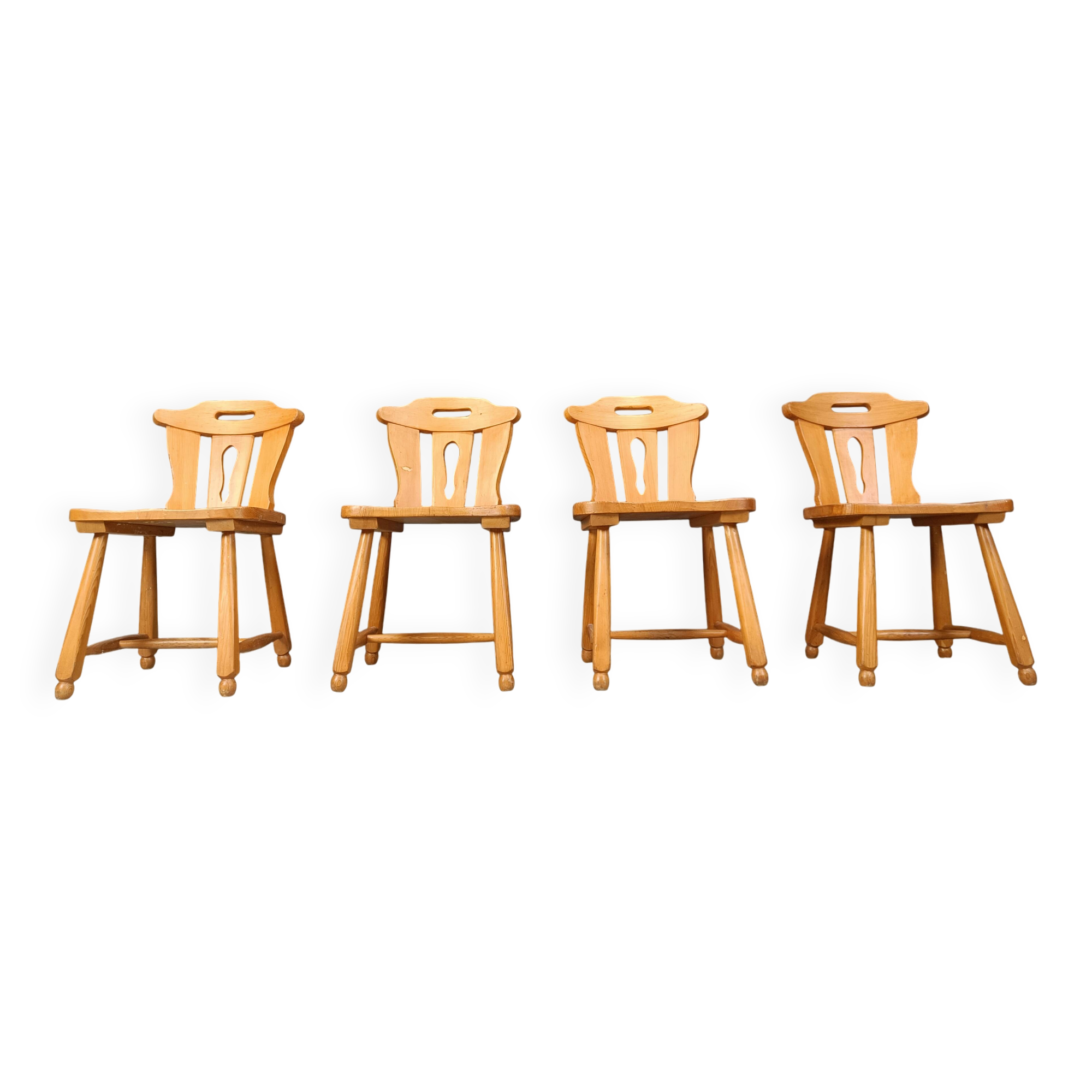 Mid century brutalist dining chairs, 1960s set of 4