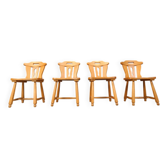 Mid century brutalist dining chairs, 1960s set of 4