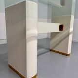 Thonet designer glass dining table with crackled lacquer finish, 1980s vintage