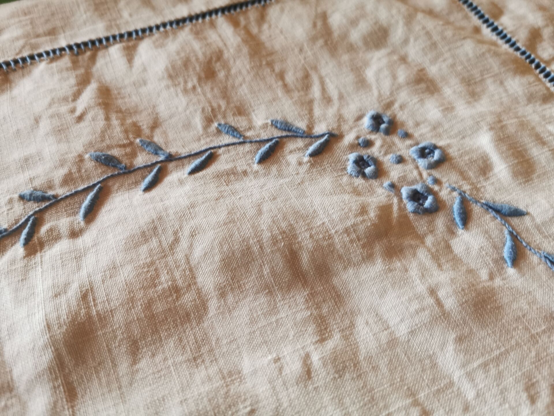 Pair of antique linen pillowcases with monogram