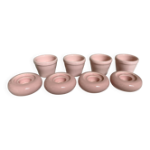 Four double pink candlesticks