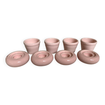 Four double pink candlesticks