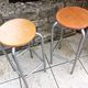 Pair of high wooden stools and metal industrial style 60/70
