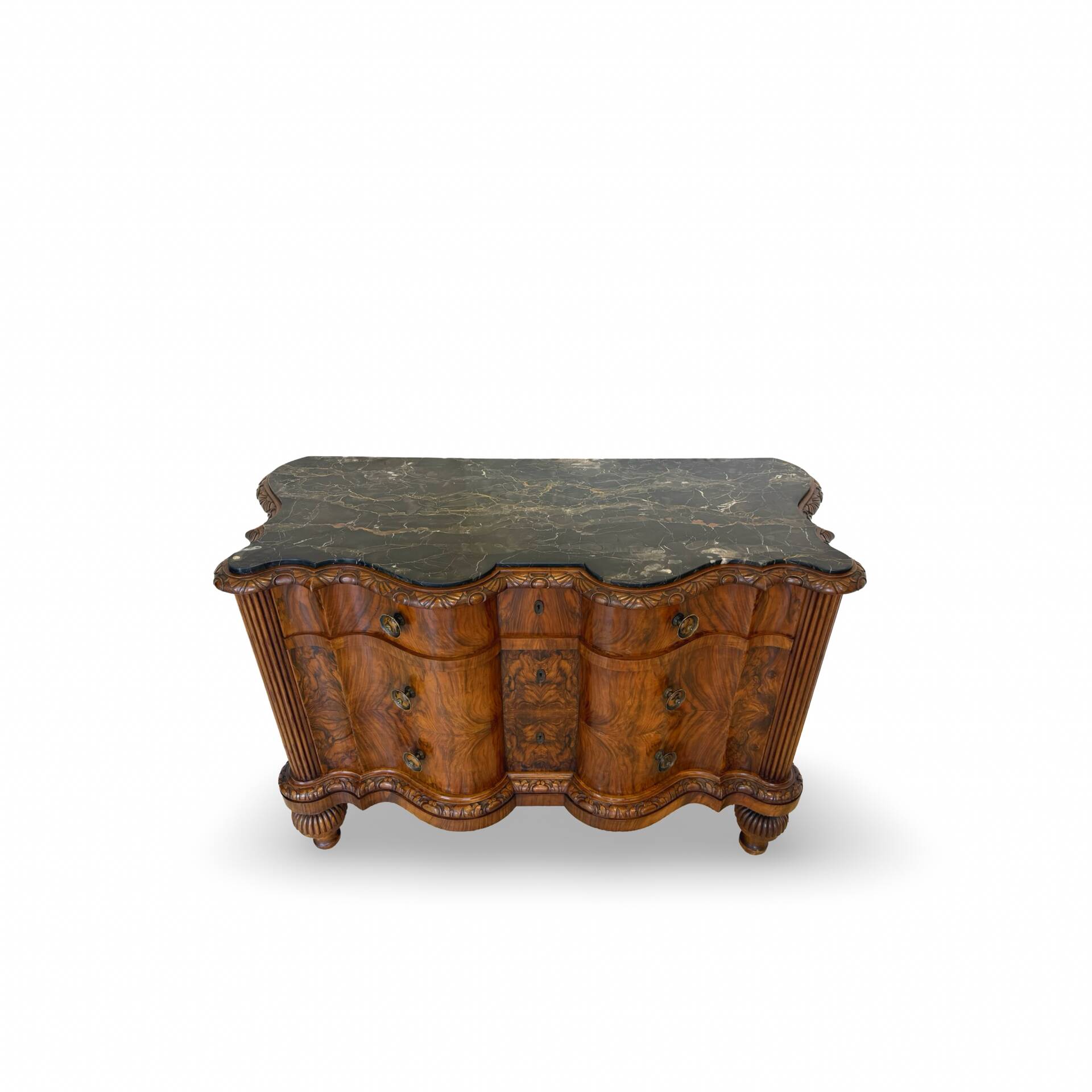 antique walnut serpentine commode