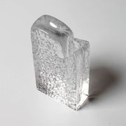 Mid-century Single Flower Textured Glass Block Bud Vase / Germany / 1960s