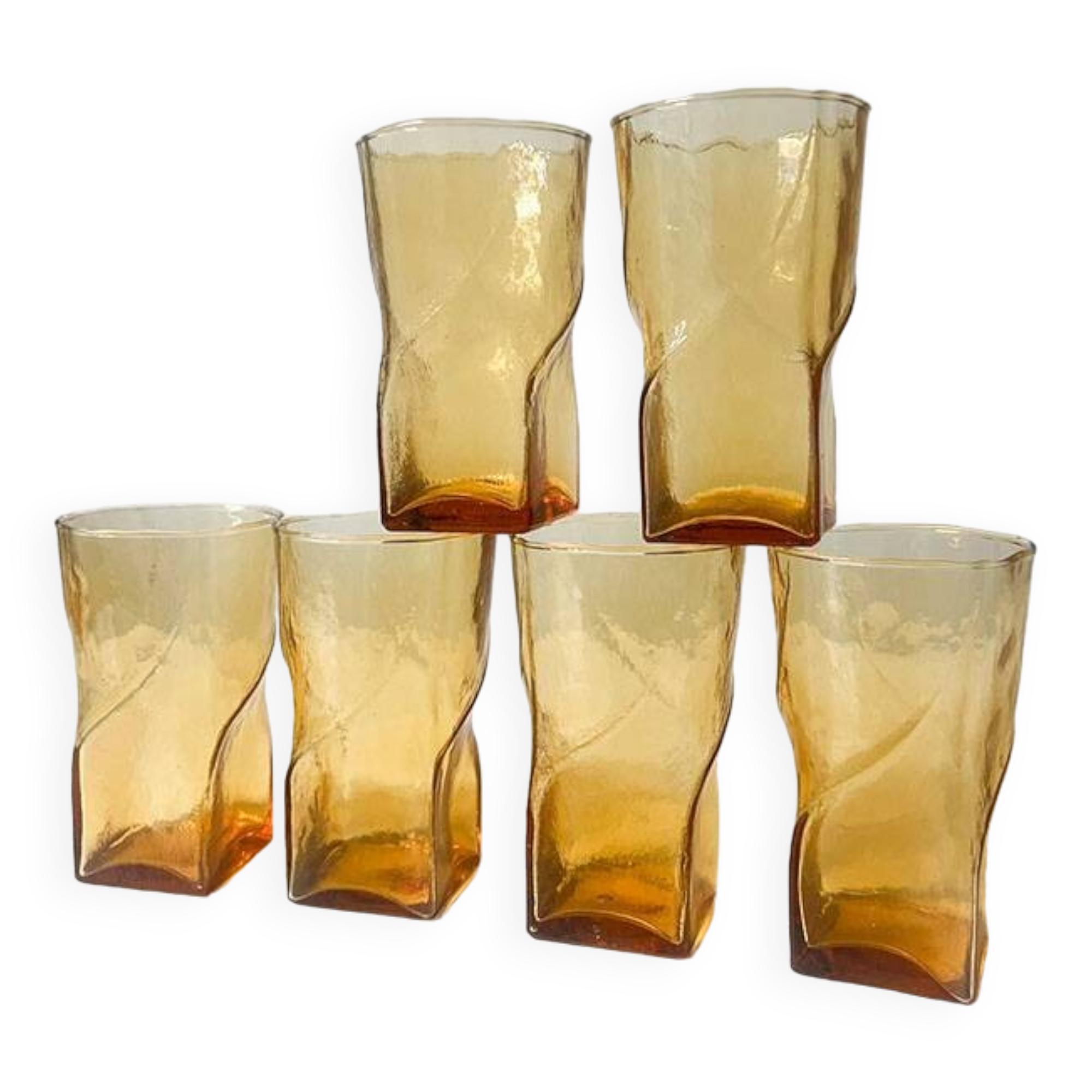 Set of 6 amber twist glasses
