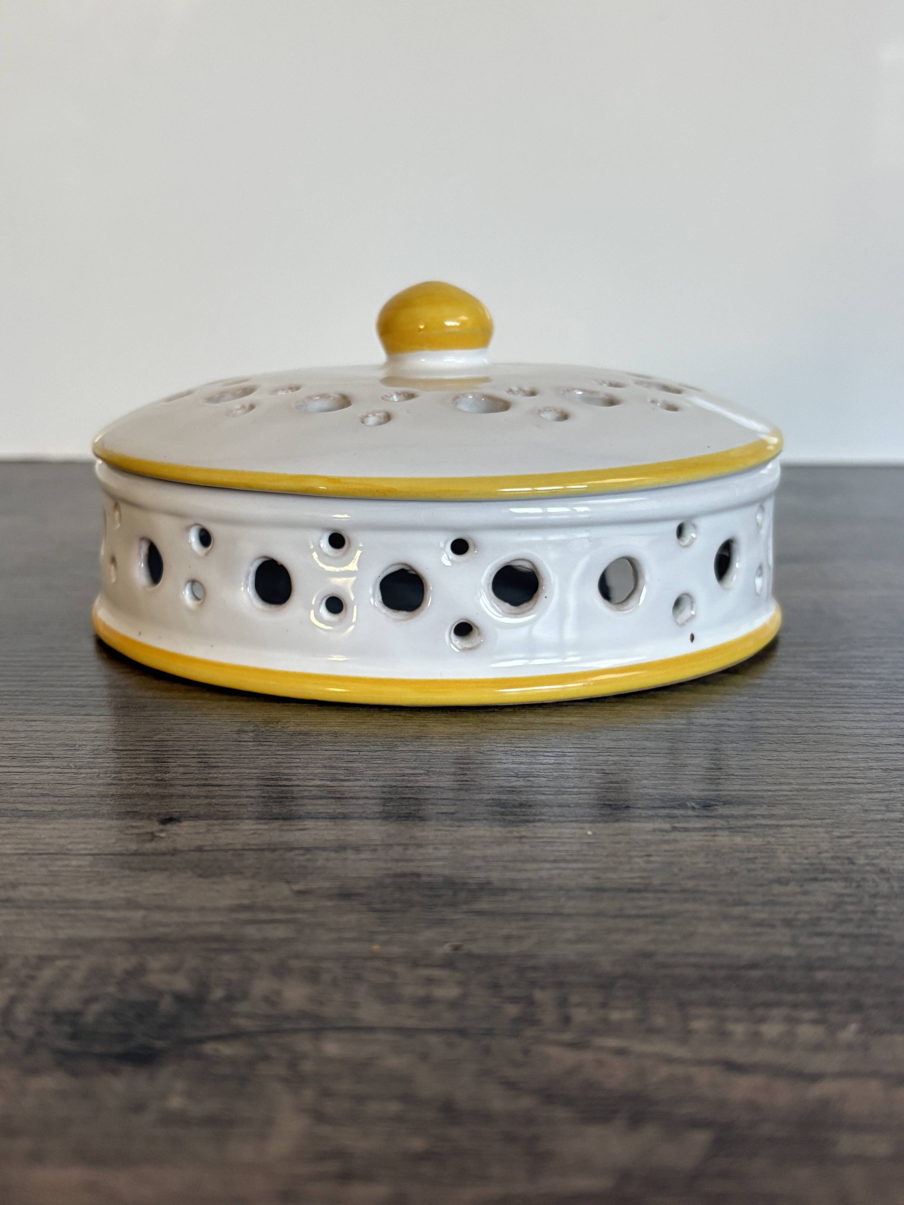 Vintage perforated ceramic box Arlux Belgium – 1960s/70s