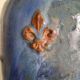 Vase with 2 small fleur-de-lis - glazed terracotta, cobalt