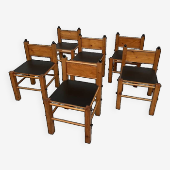 Set of 6 modernist pine chairs