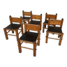Serie de 6 chaises modernistes en pin