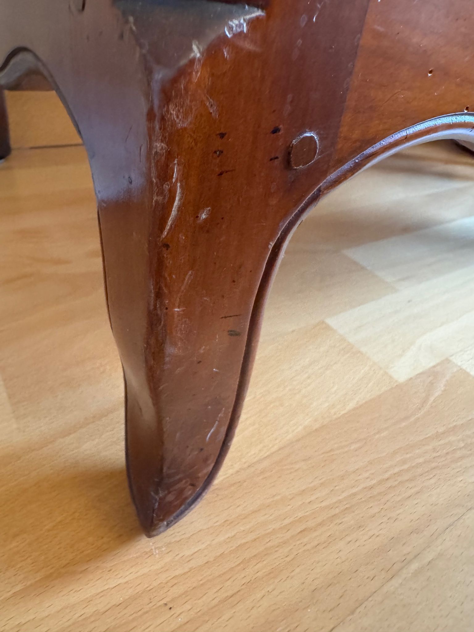 Secretary with drop-down front, signed Jean Laick, master cabinetmaker, cherry wood.