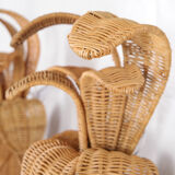 Paire d’ appliques « ananas » en rotin