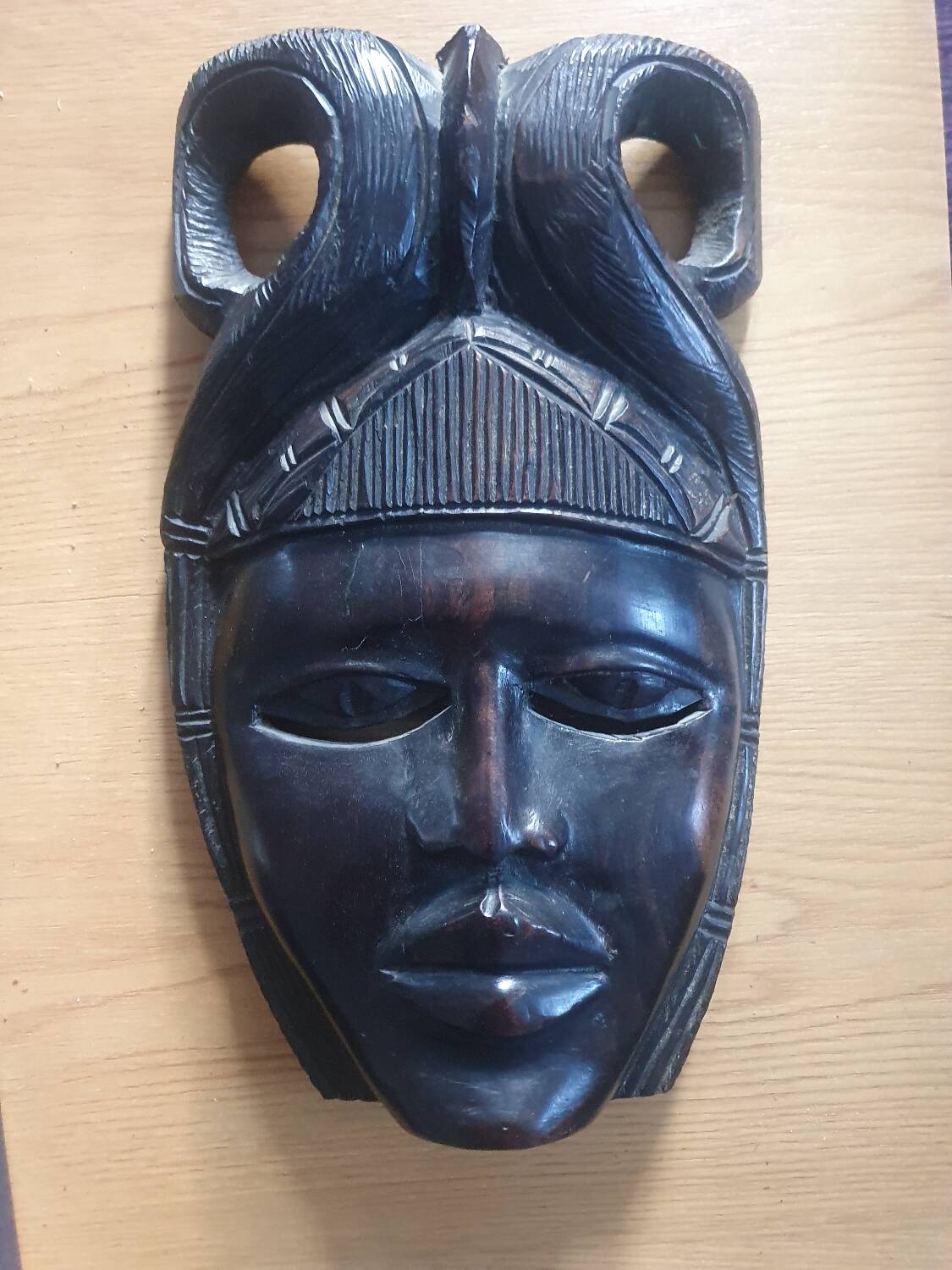 African ceremonial mask in handmade ebony wood