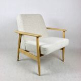 White Ivory Boucle GFM63 Lounge Chair by J. Kedziorek, 1970s