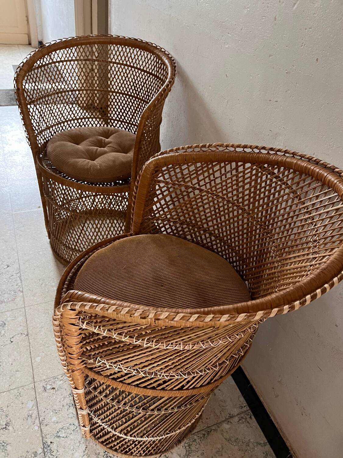 Paire Fauteuils  rotin osier