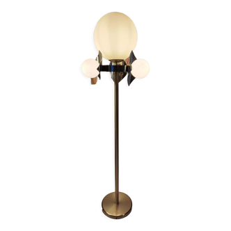 Globus floor lamp 1970 to 1980 in aluminium and opaque white globe