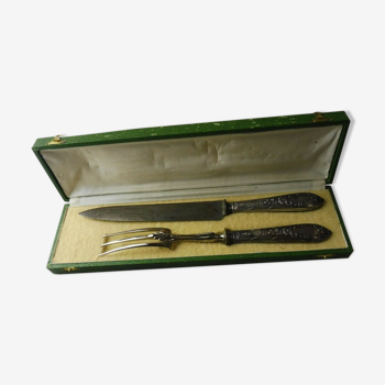 Set of old meat, leg service cutlery, silver