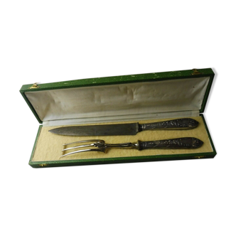 Set of old meat, leg service cutlery, silver