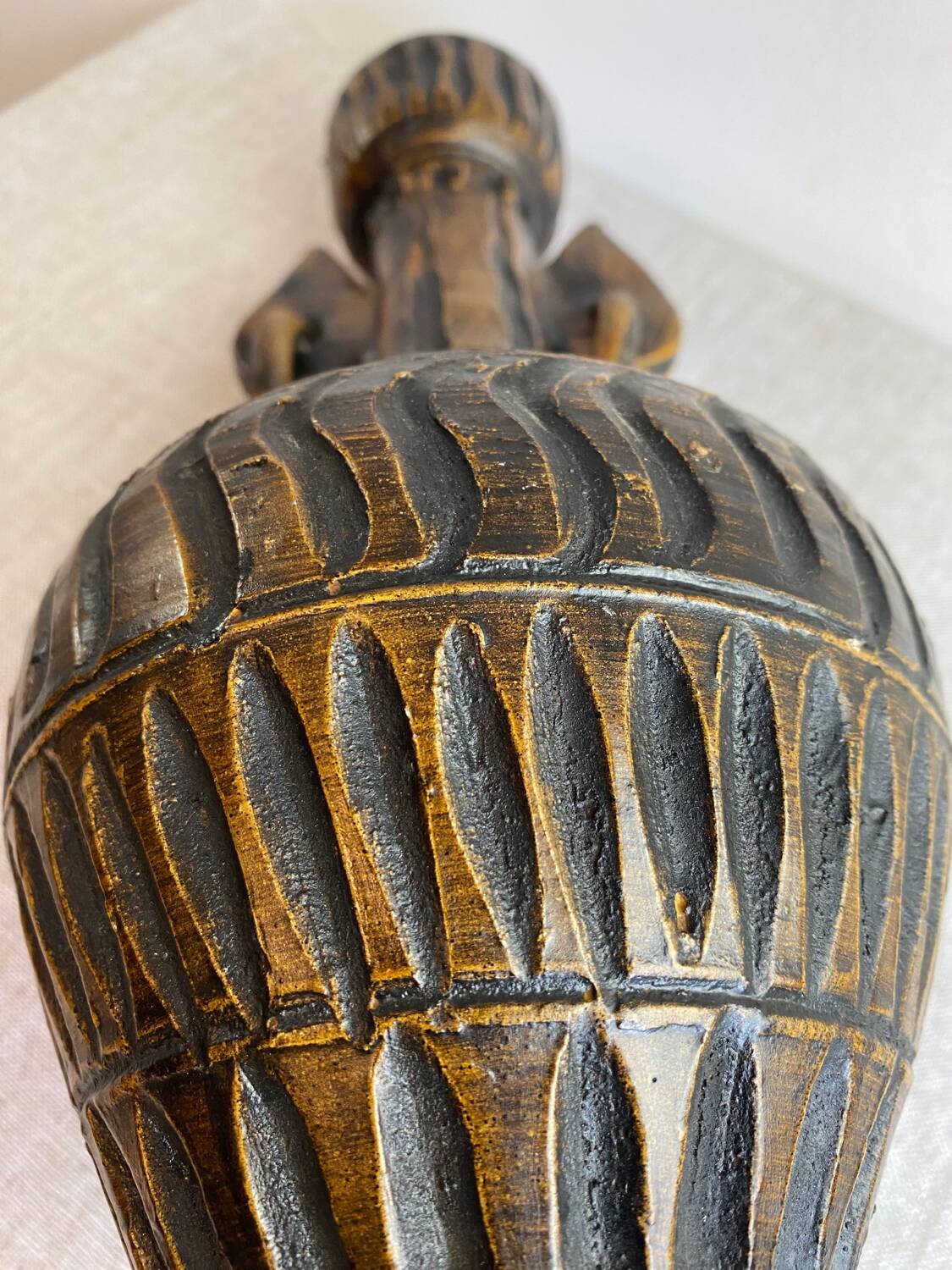 Ringed terracotta vase