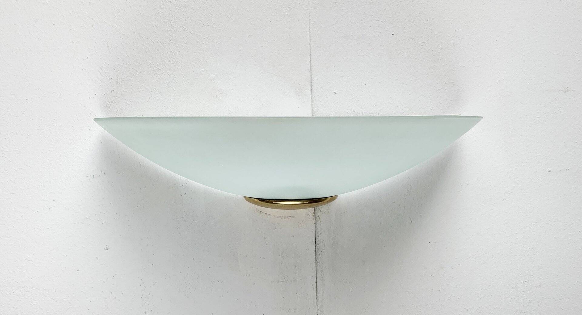 Postmodern vintage glass wall light by Metalarte, 1980s.