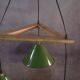 Suspension industrielle design support en chêne avec 3 cloches en métal