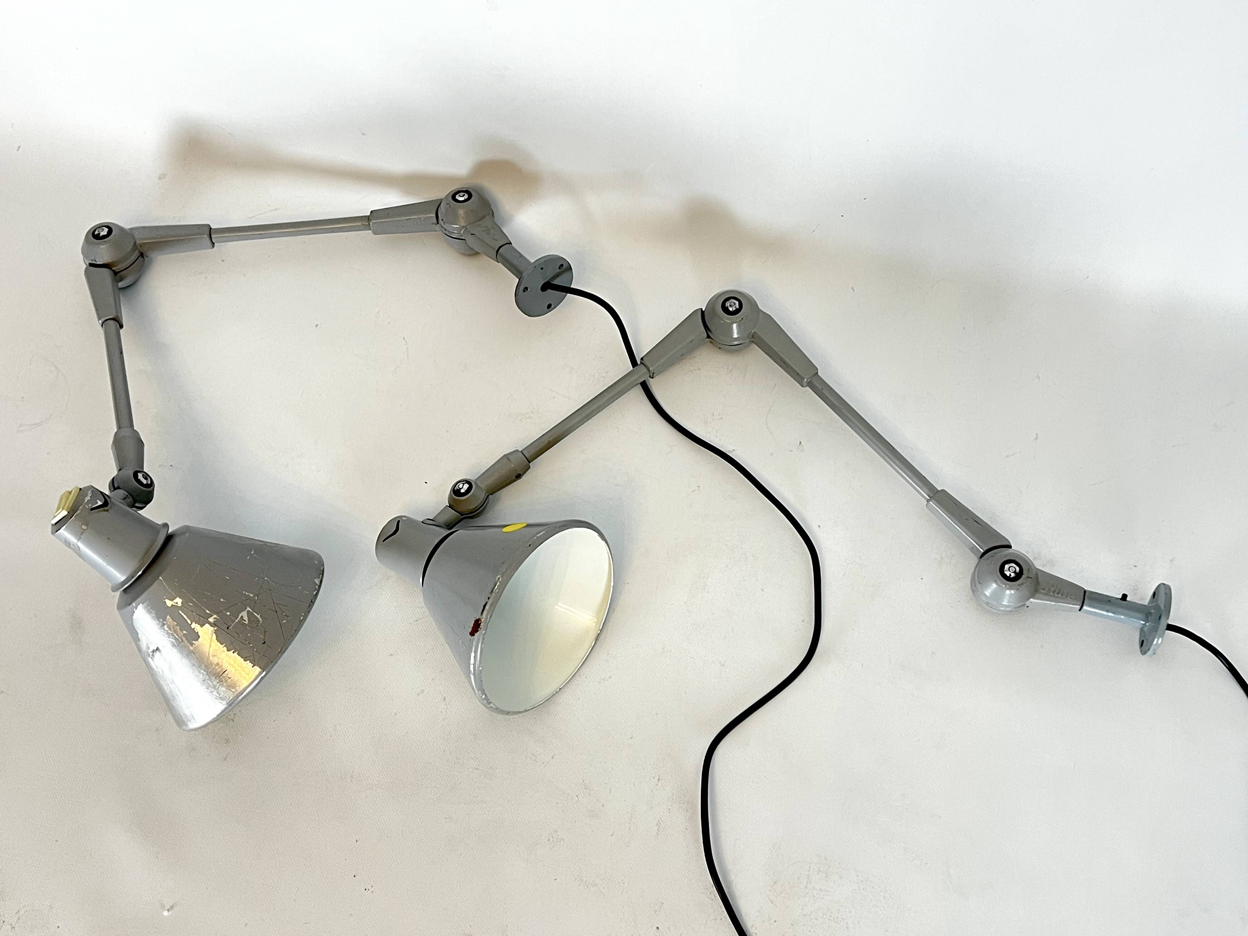 Mid-Century AURE set of two rare wall lamps in metal. Italy 1960s