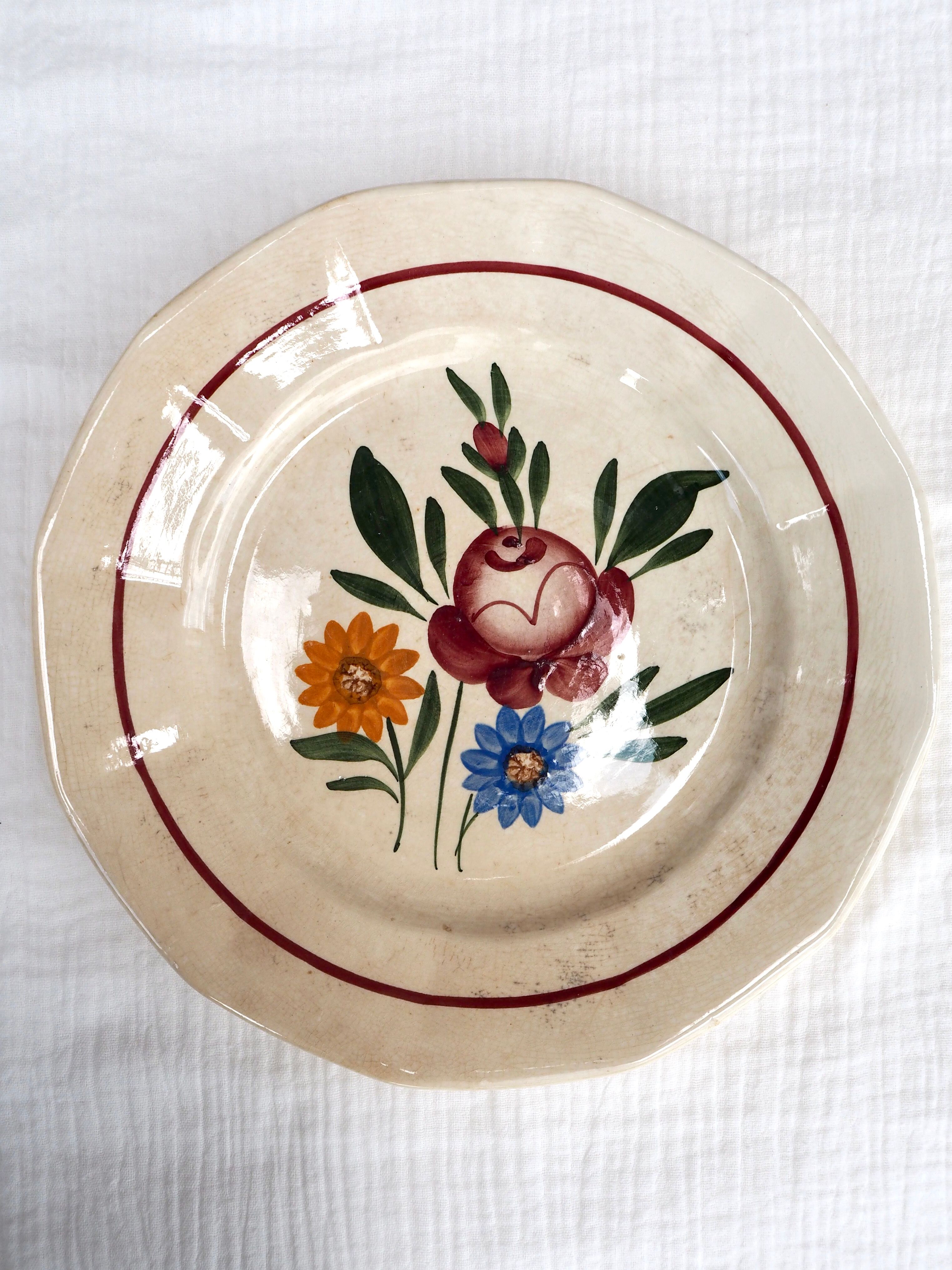 Set de 10 assiettes plates Sarreguemines, modèle Chatenois
