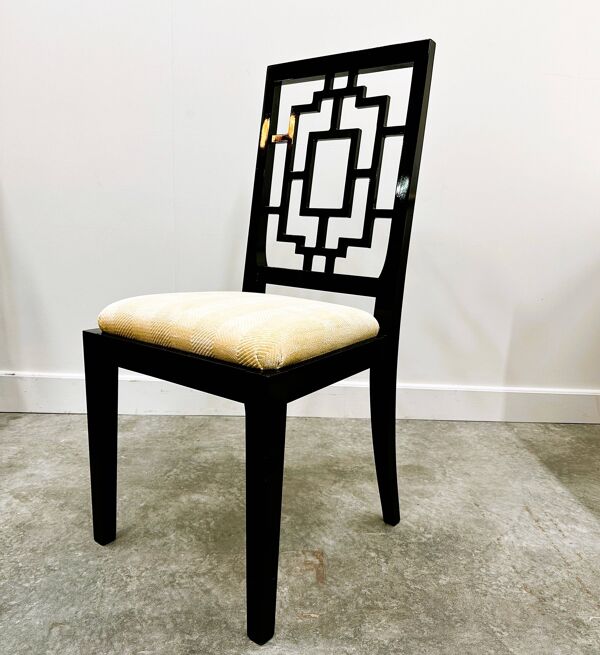 Ensemble de 8 chaises de salle à manger laquées noires Jean Claude Mahey pour Roche Bobois,