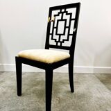 Set of 8 Jean Claude Mahey black lacquered dining chairs for Roche Bobois,