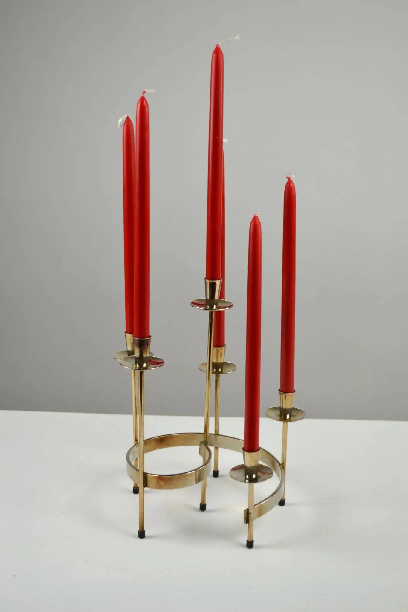 Set of Brass “Swirl” and “Spiral” Candle Holders by Gunnar Ander for Ystad-Metall, Sweden, 1960s