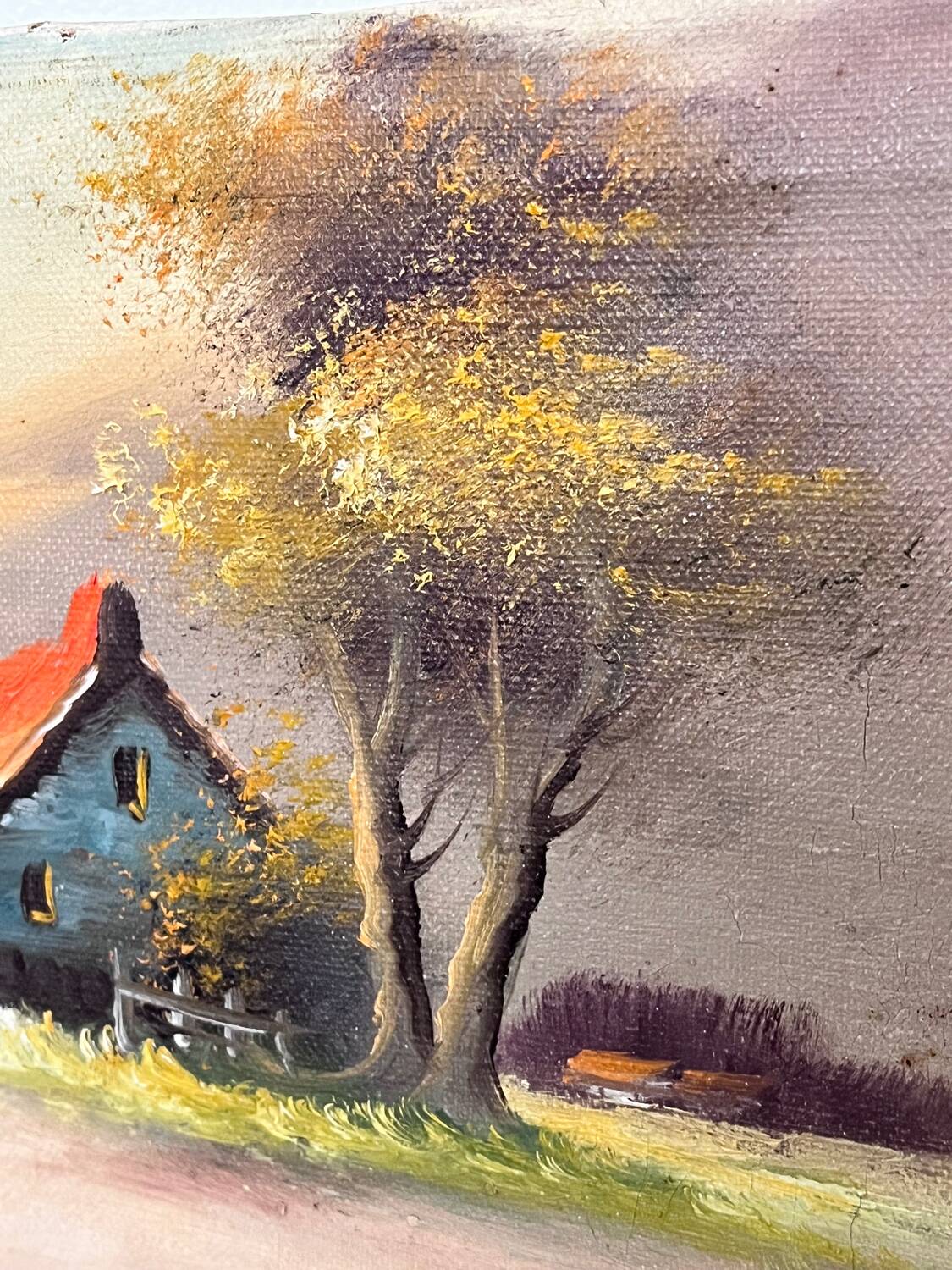 Old cottage oil painting