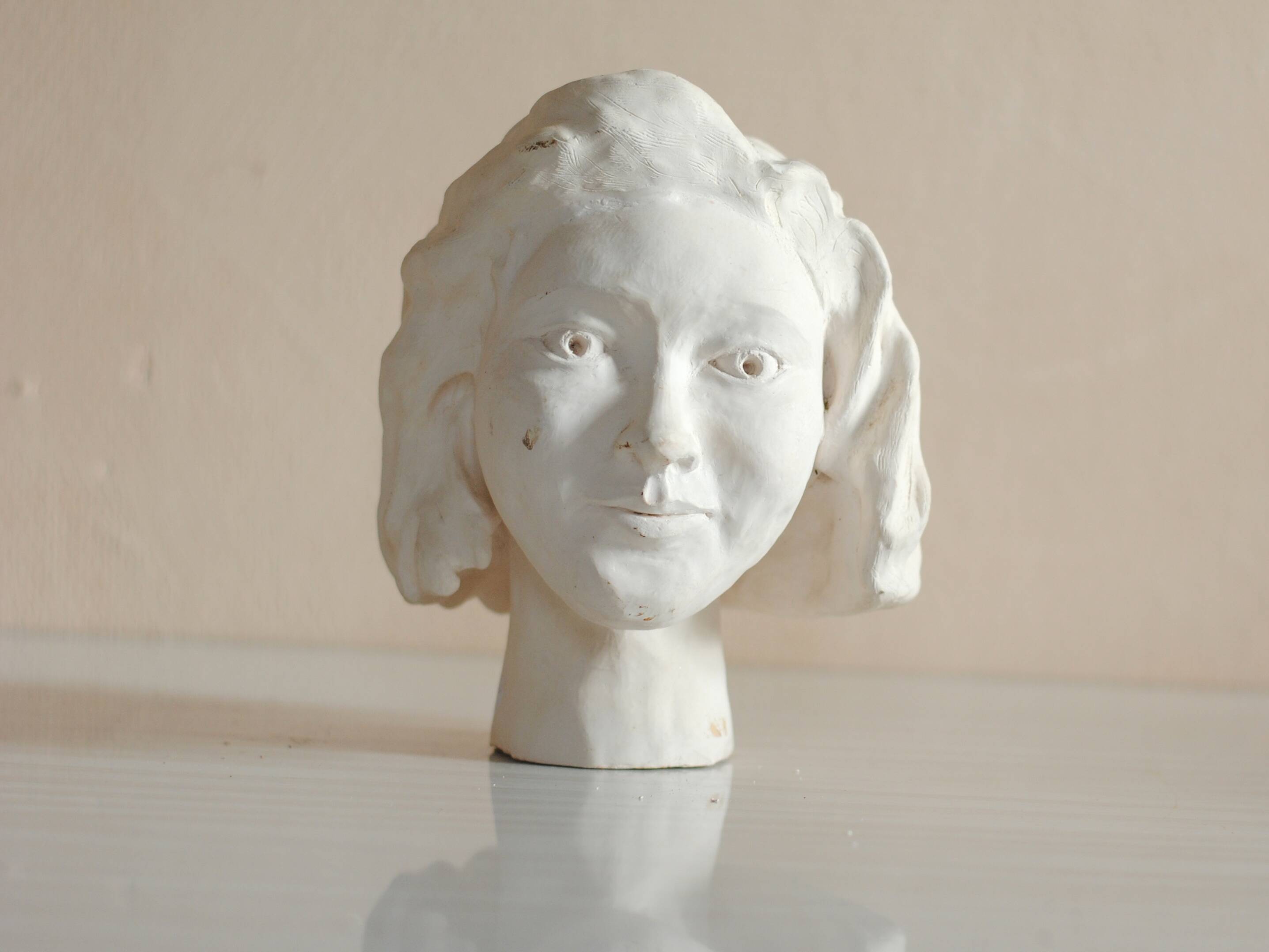 Plaster head sculpture