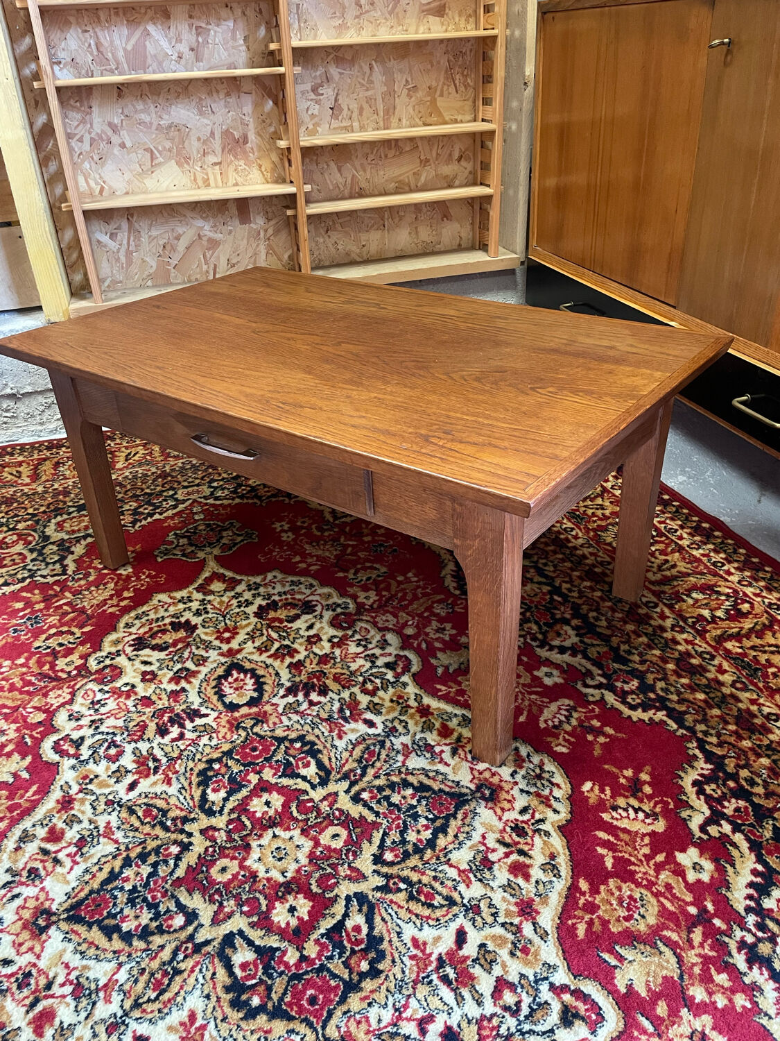Table basse un tiroir bois vintage ep 50/60