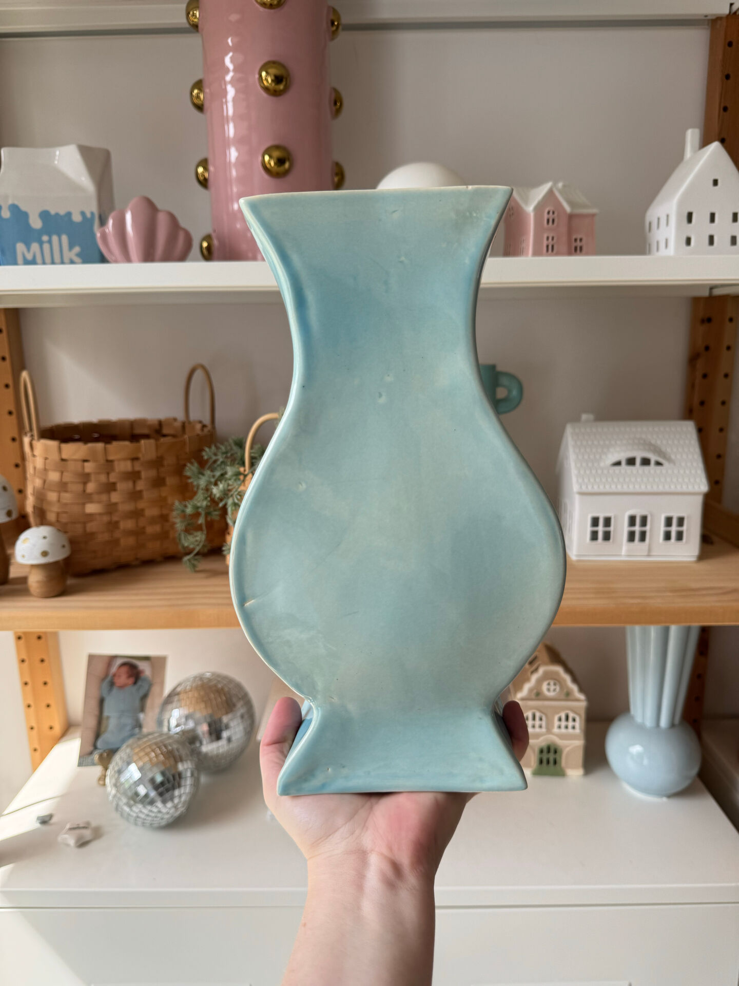 Vintage blue ceramic vase