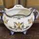 Gien earthenware cache pot from the late 19th century with Renaissance decoration.