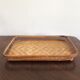 Vintage rectangular braided bamboo platter 1960