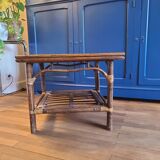 Table basse vintage 70 rotin