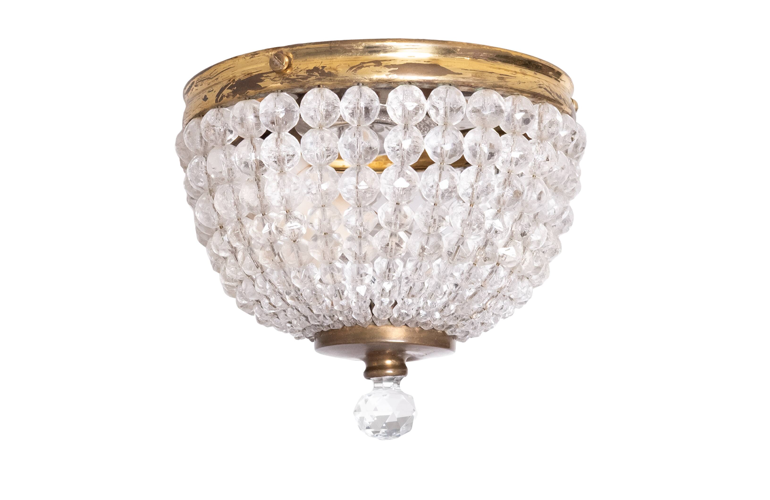 Miniature Chrystal Glass Pendant lamp 1950s France