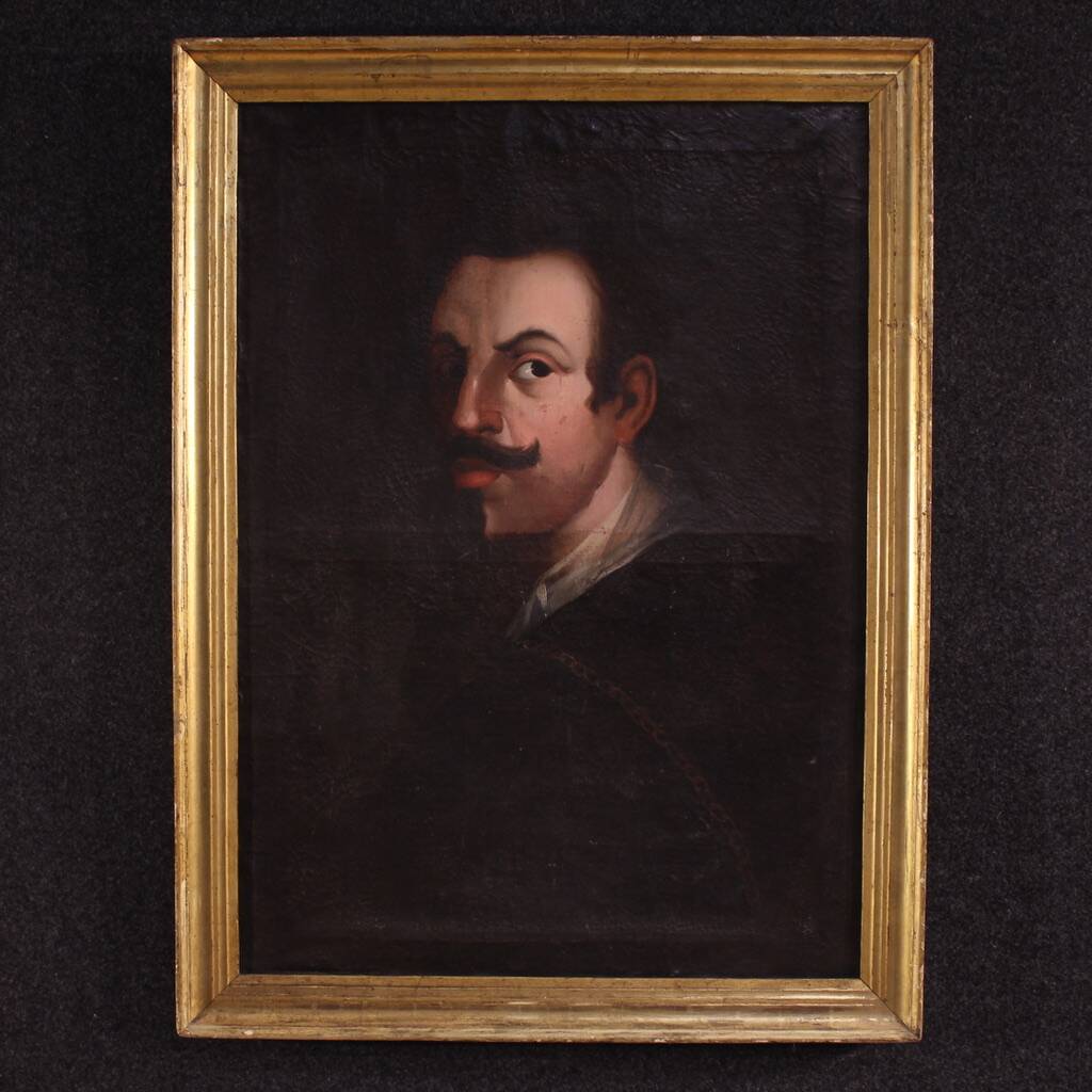 Antique Spanish painting portrait of a gentleman from the 18th century
