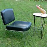 Table selette wrought iron and formica yellow vintage 1960