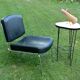 Table selette fer forgé et formica jaune vintage 1960