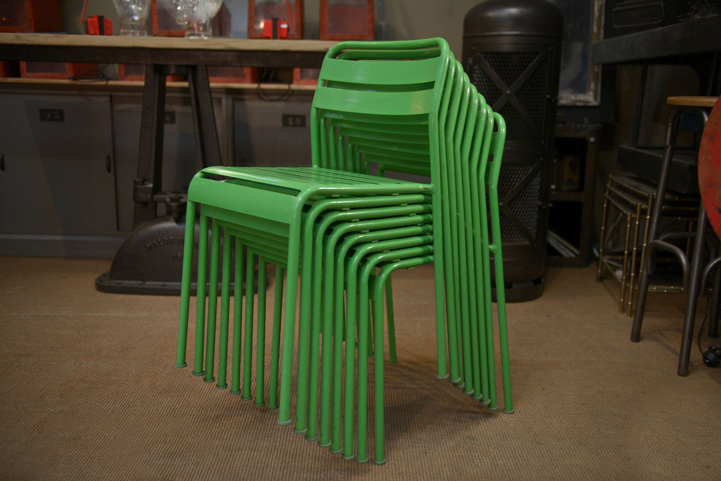 Stackable metal garden chairs