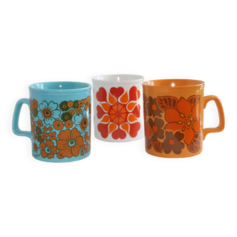 Set of 3 english earthenware mugs (staffordshire)