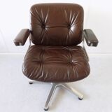 Chaise de bureau en cuir Stoll Giroflex par Karl Dittert moderne du milieu du siècle