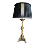 Bougeoir ancien en bronze fin XIXe. Monté en lampe.